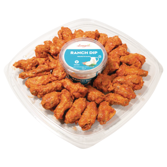 Fully Cooked Sweet And Spicy Chicken Wings With Ranch Dip